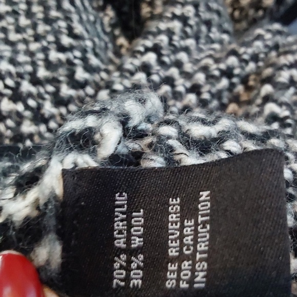Cliche` Womens Black/White WOVEN Wool Knit Sweater Dress Mod edgy Sz.S - Picture 10 of 11